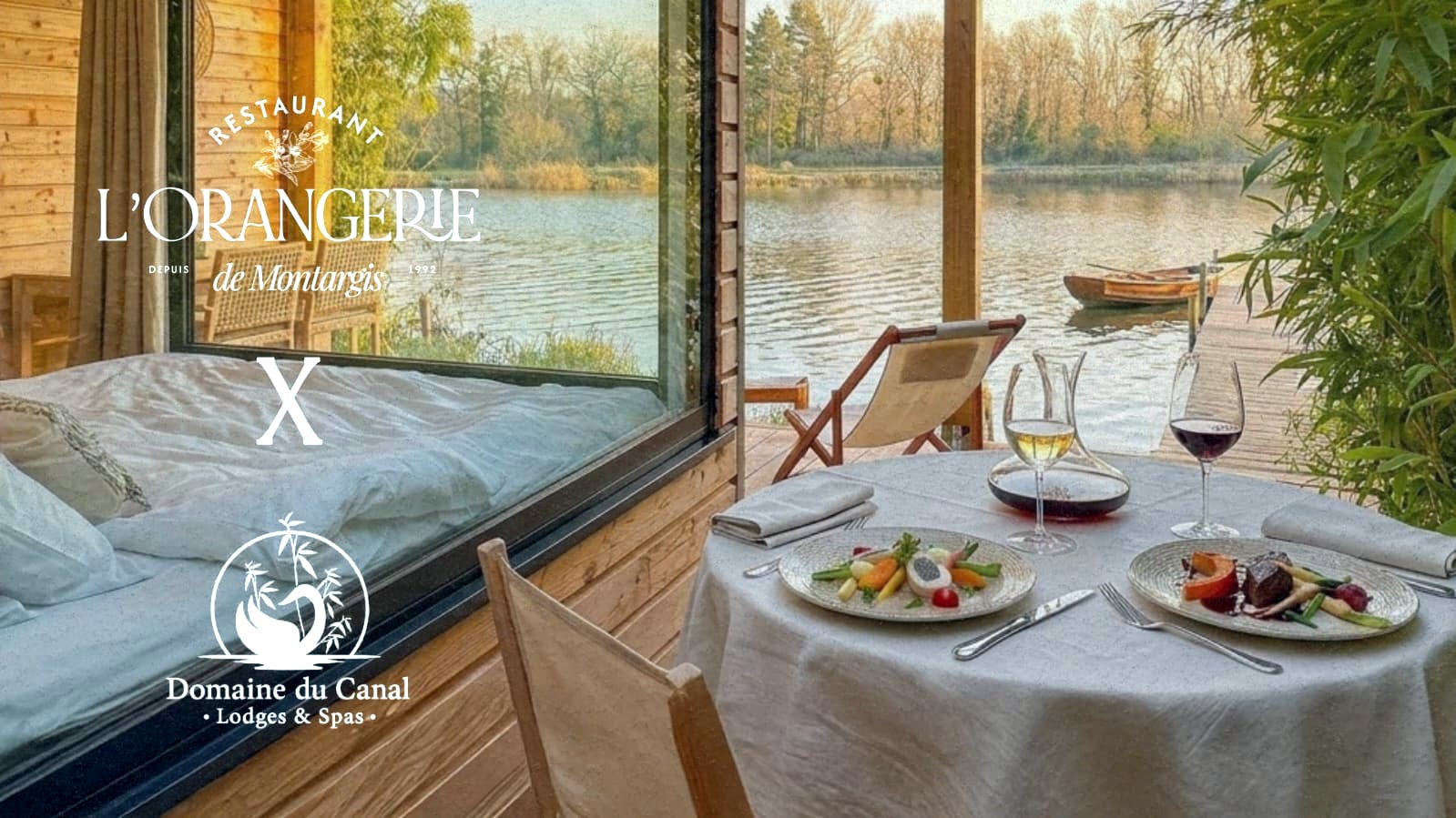 Table set on the edge of the Briare canal – Gourmet escape at Domaine du Canal